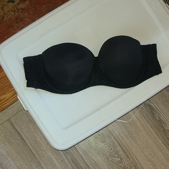 Torrid Bra 42C Black Push Up Strapless Padded Lace Sides Underwire Boning - Picture 2 of 5